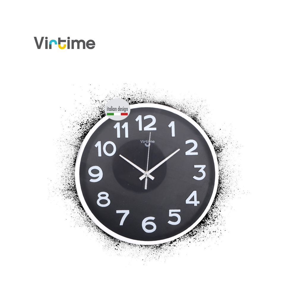 VIRTIME - OROLOGIO PARETE ABS DIAM. 30 CM MOVIMENTO SWP SILENZIOSO - QUAD. BIANCO/NERO