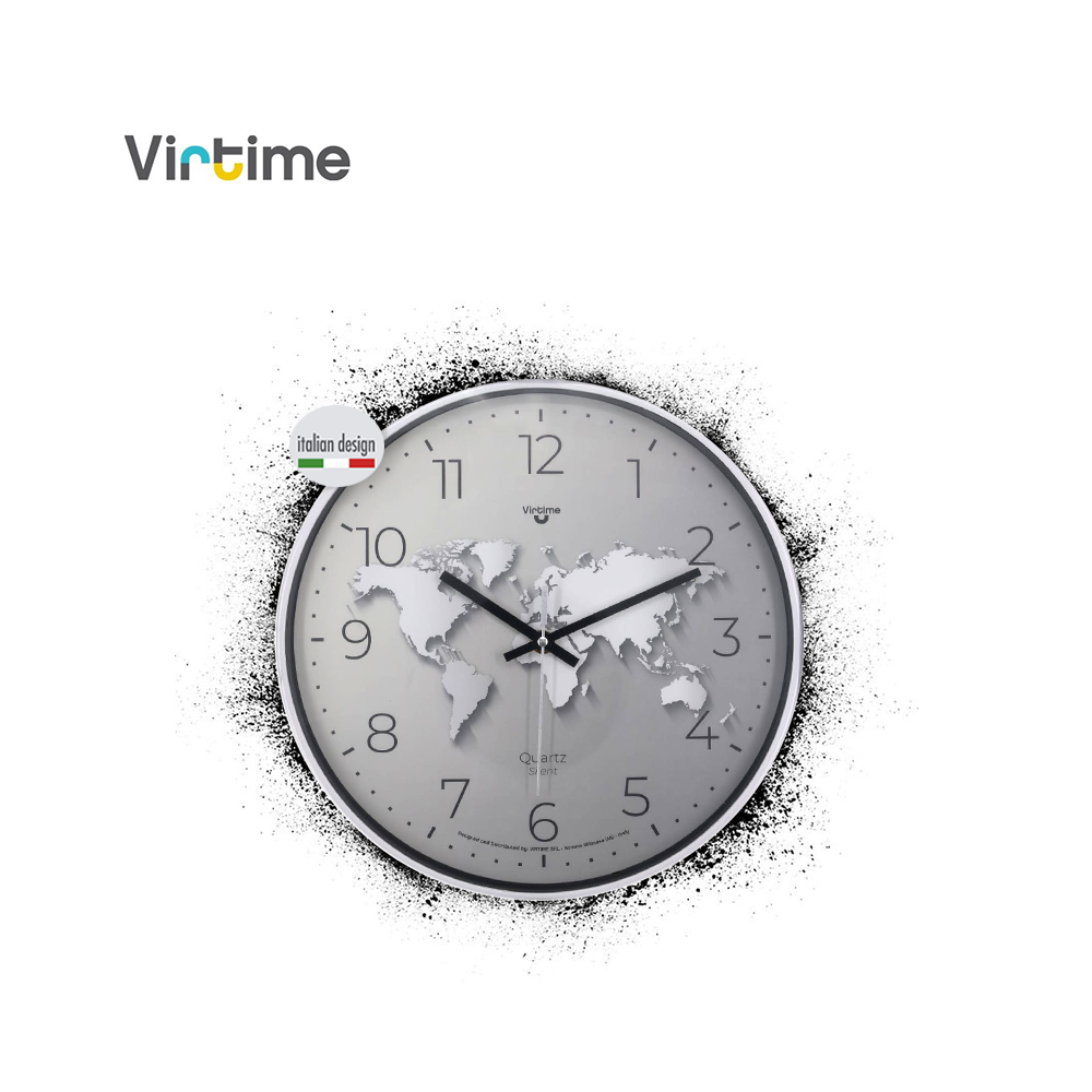 VIRTIME - OROLOGIO PARETE ABS DIAM. 30,5 CM MOVIMENTO SWP SILENZIOSO QUAD. WORLD