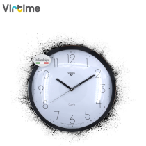 VIRTIME - OROLOGIO PARETE ABS TONDO DIAM. 33 CM QUARZO BIANCO NUMERI NERI