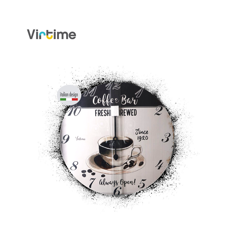 VIRTIME - OROLOGIO PARETE LEGNO TONDO MAXI DIAM. 58 CM COFFE BREAK MOVIMENTO A QUARZO STEP
