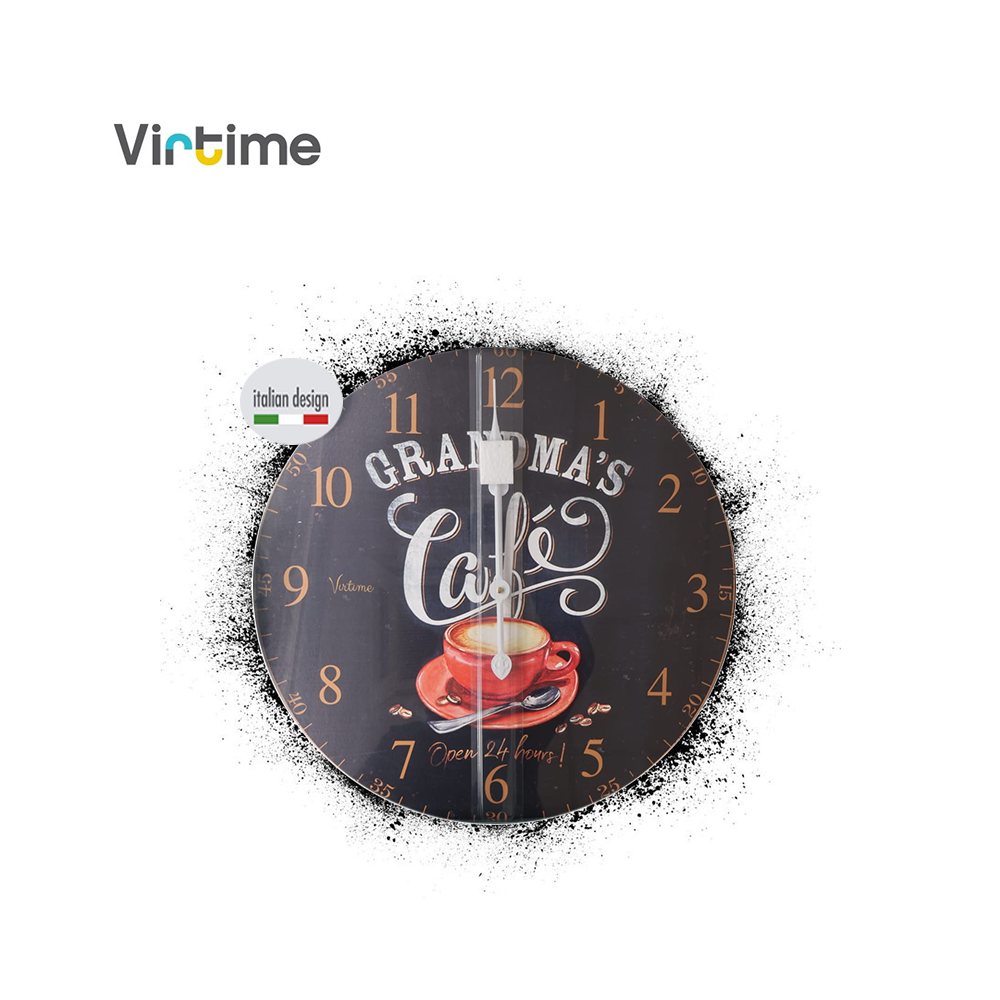VIRTIME - OROLOGIO PARETE LEGNO TONDO MAXI DIAM. 58 CM COFFE BREAK MOVIMENTO A QUARZO STEP