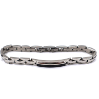 BRACCIALE UOMO IN ACCIAIO MAGLIA IMPERNIATA CON TARGA