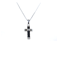 COLLANA UOMO IN ACCIAIO CON PENDENTE A FORMA DI CROCE