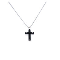COLLANA UOMO IN ACCIAIO CON PENDENTE A FORMA DI CROCE