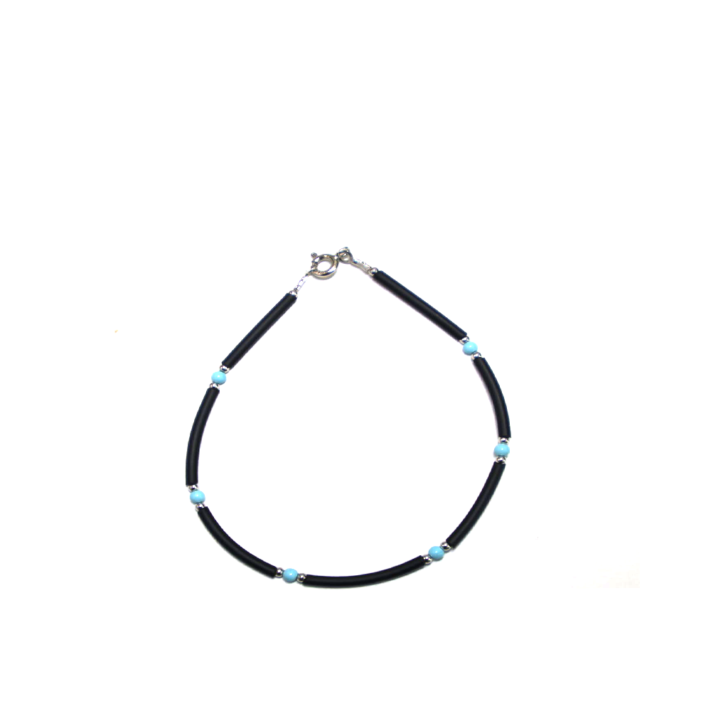 BRACCIALE CAUCCIU' E ARGENTO 925 REALIZZATO A MANO "MADE IN ITALY"