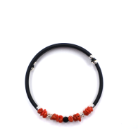 BRACCIALE IN CAUCCIU'  E VERO CORALLO REALIZZATO A MANO "MADE IN ITALY"