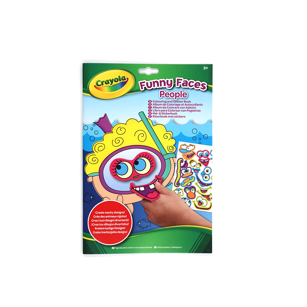 CRAYOLA - FUNNY FACES PLEOPLE ALBUM DA COLORARE CON ADESIVI 3+