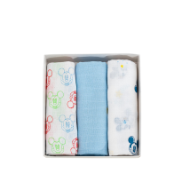 WALT DISNEY - QUADRATO DI GARZA 100% COTONE IN CONFEZIONE REGALO DA 3 PZ