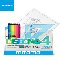 MITAMA - ALBUM DISEGNO ECOBUS. FSC,LISCIO RIQUADRATO 20 FG.24X33 GR 220