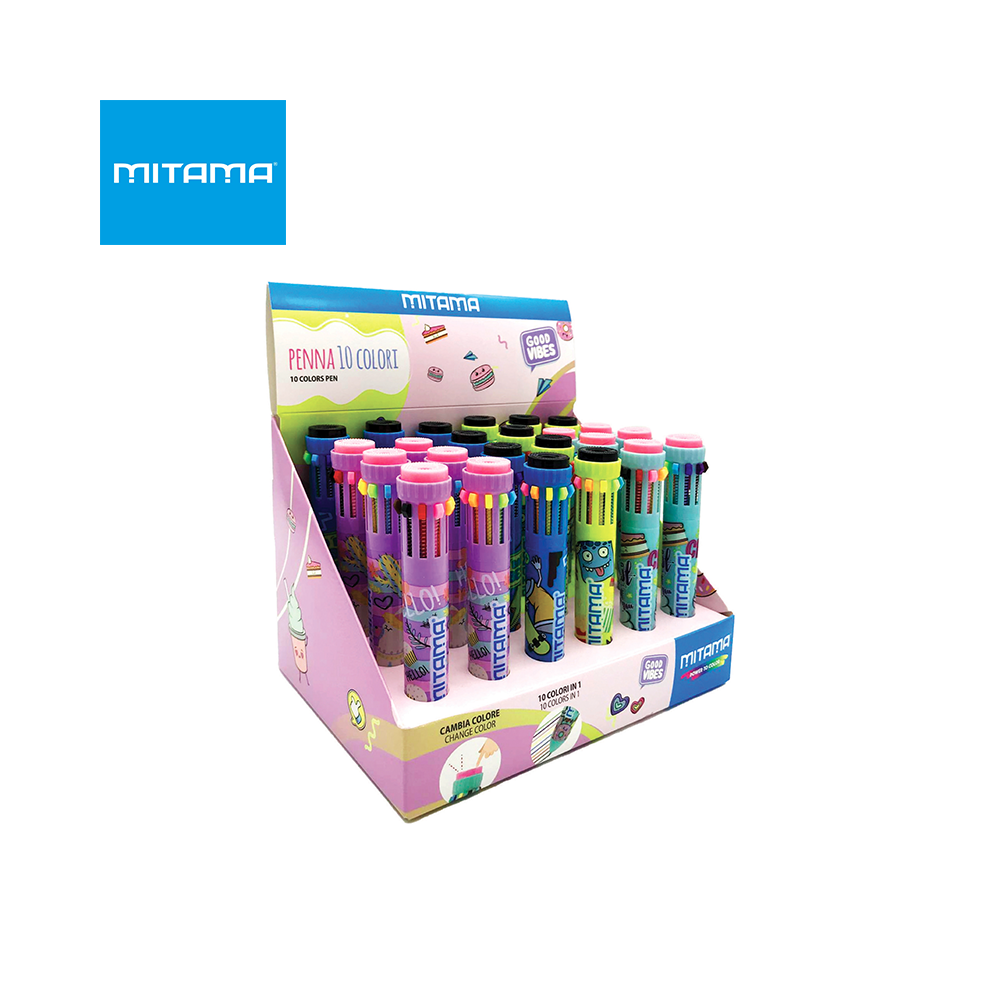 MITAMA - DISPLAY PENNA SCATTO 10 COLORI TOP TEN, FUSTO FANTASIA, DA 24 PZ