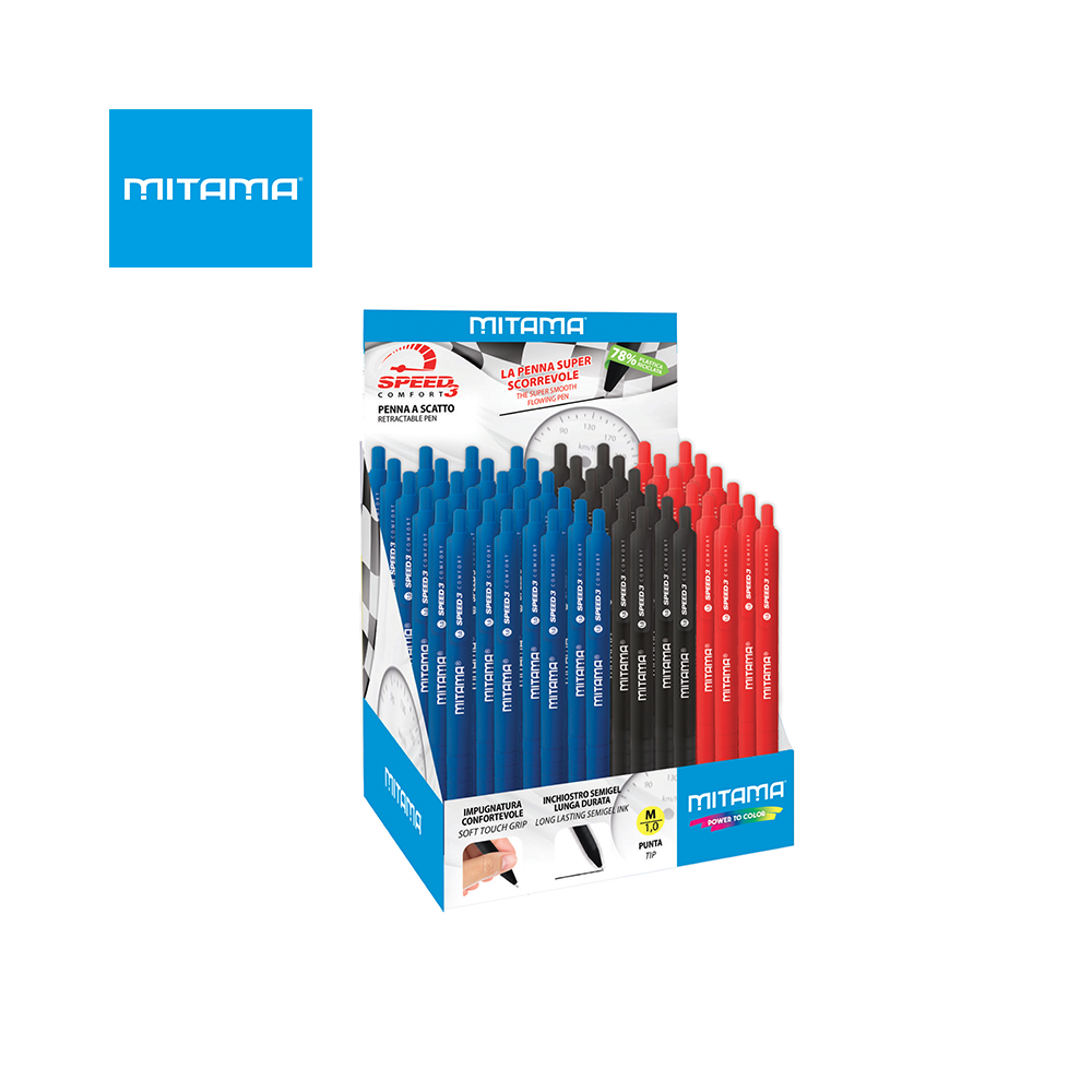 MITAMA - DISPLAY PENNA SPEED 3 ABS CMF SCATTO SEMI-GEL 1.0 ASSORTITI DA 48 PZ MITAMA - DISPLAY PENNA SPEED 3 ABS CMF SCATTO SEMI-GEL 1.0 ASSORTITI DA 48 PZ