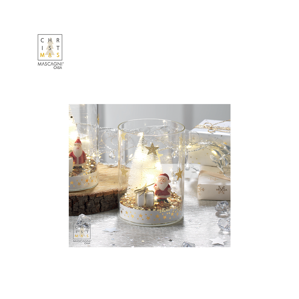MASCAGNI - BICCHIERE LED SANTA CLAUS H.14