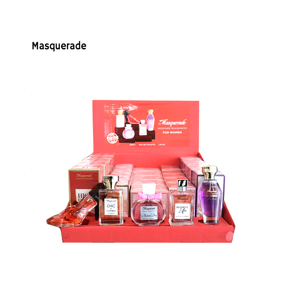 MASQUERADE FRAGANZE EQUIVALENTI DONNA EXPO DA 25 EDT + 5 TESTER  (DA 50 ML CAD)