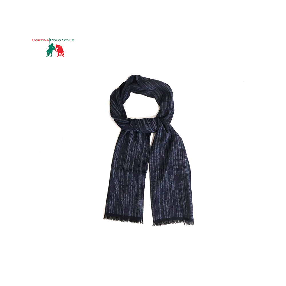 CORTINA POLO STYLE SCIARPA UOMO DOUBLE FACE JACQUARD CM 45x180 MADE IN ITALY
