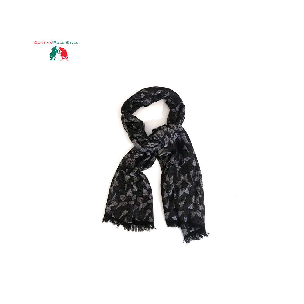 CORTINA POLO STYLE STOLA DONNA DOUBLE FACE JACQUARD CM 60x190 MADE IN ITALY