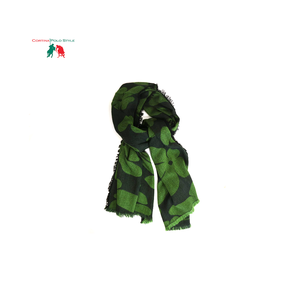 CORTINA POLO STYLE STOLA DONNA DOUBLE FACE JACQUARD CM 60x180 MADE IN ITALY