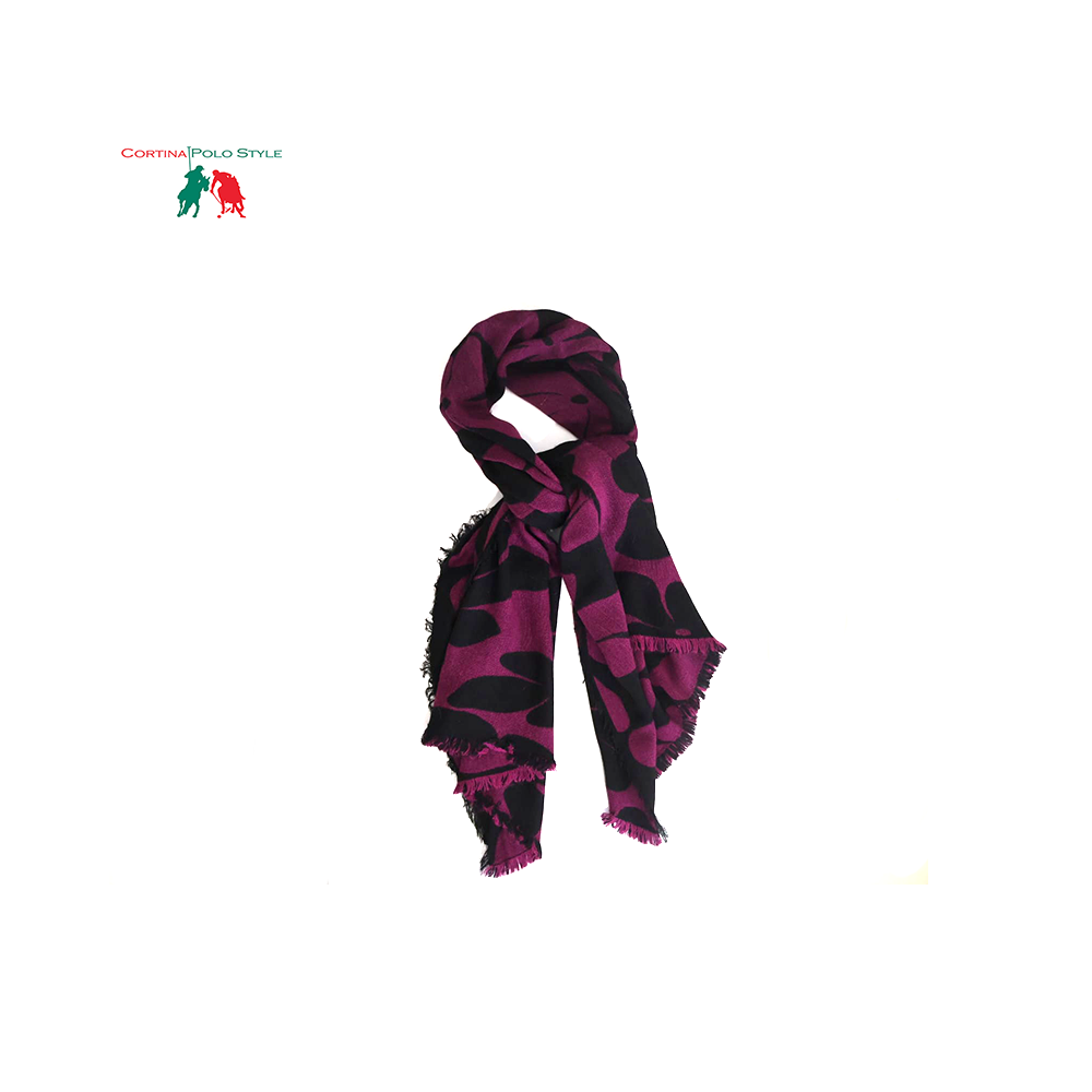 CORTINA POLO STYLE STOLA DONNA DOUBLE FACE JACQUARD CM 60x180 MADE IN ITALY